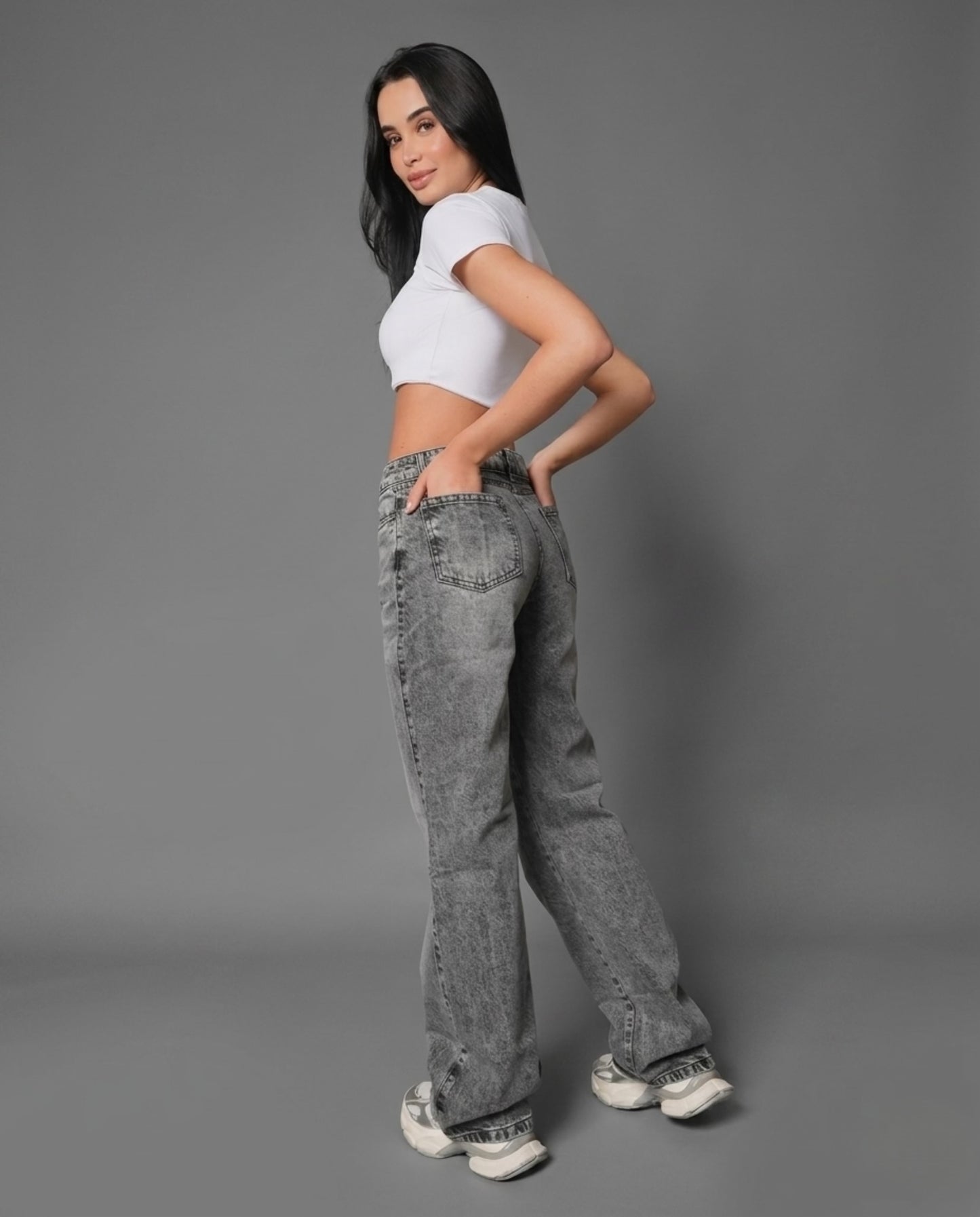 Jean Wide Leg Gris
