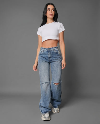 Jean Roto Wide Leg Azul