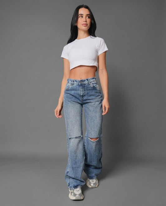Jean Roto Wide Leg Azul