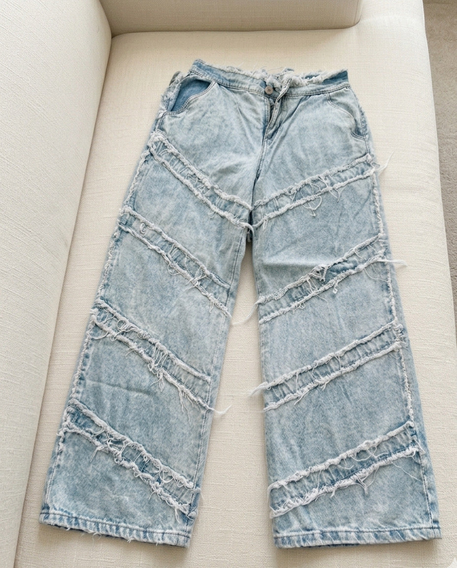 Jeans Wide Leg Patchwork Angular