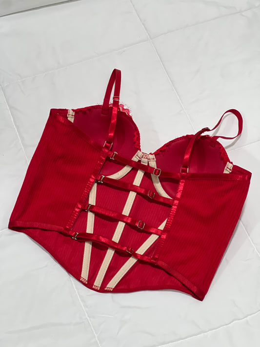 Corset en terciopelo y encaje