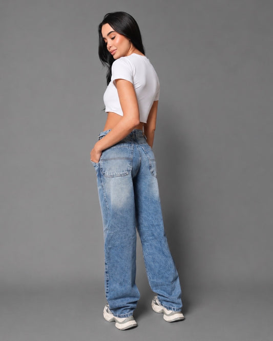 Jeans clásico con correas ajustables