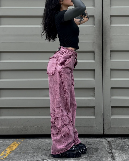 Jeans Wide Leg Floral Urban